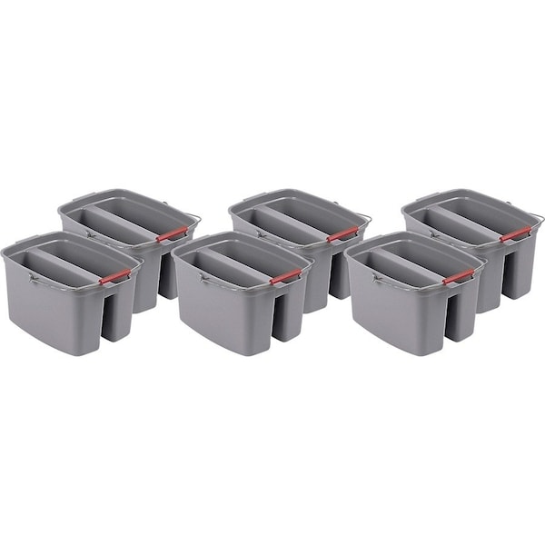 19 QT Double Pail, 10" H, Gray, Plastic